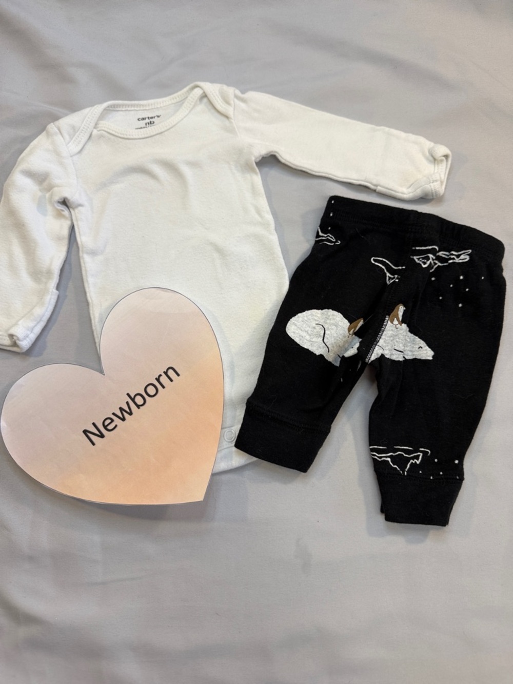 Carter's Black & White Cloud and Moon Newborn 2-piece Set
